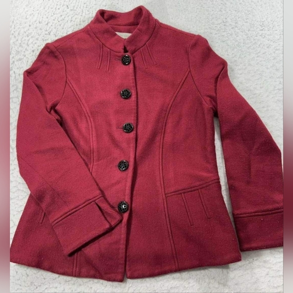 Coldwater Creek Knit Jacket Front Designer Buttons Burgundy Red Sz 8p - Picture 3 of 8